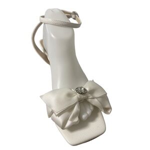 Wedding White Satin Bow Women's Heeled Sandals